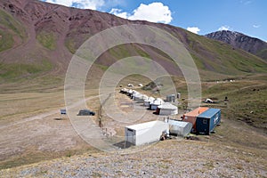 Yurts in the village on the road trip from Osh Kyrgyzstan