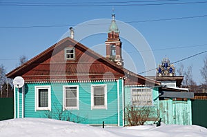 Yuryev-Polsky, Vladimir Oblast, Russia - March, 2021: City street views, Nikity Velikomuchenika Church