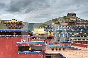 Jyegu Monastery. a famous landmark in the Tibetan city of Yushu, Qinghai, China.