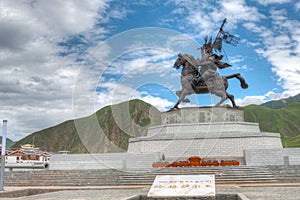 King Gesar statue. a famous landmark in the Tibetan city of Yushu, Qinghai, China.
