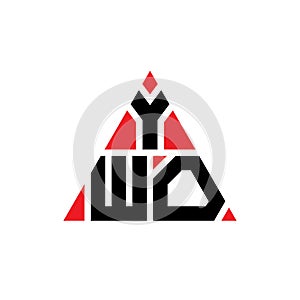 YWO triangle letter logo design with triangle shape. YWO triangle logo design monogram. YWO triangle vector logo template with red