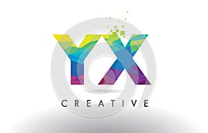 YX Y X Colorful Letter Origami Triangles Design Vector.