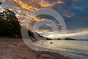 The Yxney and coastal path at Osteroya in Sandefjord in Norway photo