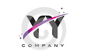 YY Y Black Letter Logo Design with Purple Magenta Swoosh