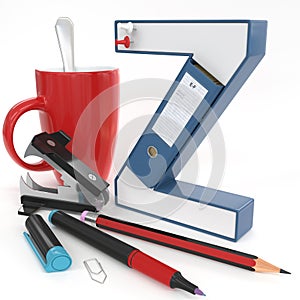 `Z` 3d letter with office stuff