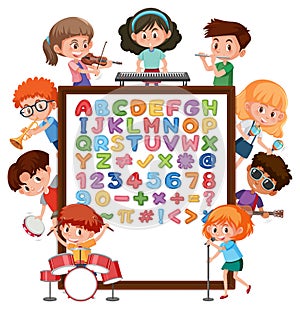 A-Z Alphabet board with many kids doing different activities