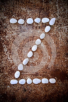 'Z' alphabet made form white stone