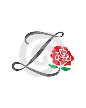 Z initial rose logo , abstract z rose logo