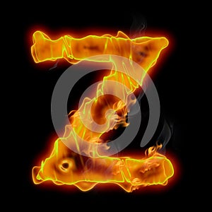 Z - Letter of the Alphabet Made of Fire