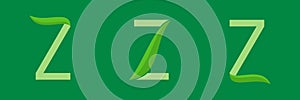 Z letter and leaf logo design template vector set