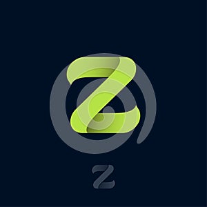 Z logo Consist of  Green Ribbon. Z origami monogram. Network, Web Icon.