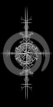 Magic ancient viking art deco, wind rose magic navigation compass ancient. The Vikings used many symbols in accordance to Norse photo