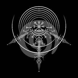 Vegvisir magic navigation compass ancient. The Vikings used many symbols in accordance to Norse mythology Viking Round Logo photo