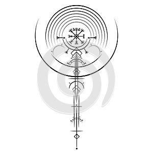 Vegvisir magic navigation compass ancient. The Vikings used many symbols in accordance to Norse mythology, widely used in Viking photo
