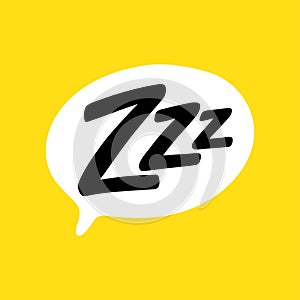 Z-z-z text on text bubble. Icon for sleeping mode