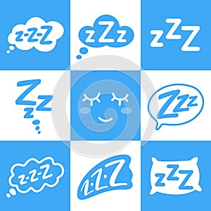 Z-z-z text on text bubble. Icon for sleeping mode
