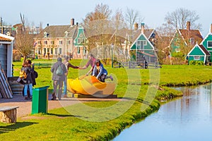 Wooden shoes, Zaanse Schans, Holland, tourists