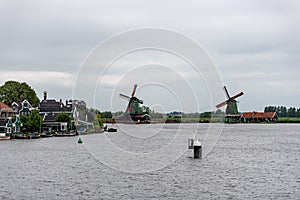 Zaanse Schans in the north of Amsterdam - area with many wind mi