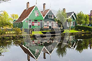 Zaanse Schans. Traditional Dutch houses in Zaanse Schans in Amsterdam, Netherlands