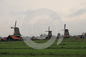 Zaanse Schans - Windmills - fields and meadows - Netherlands country side - Holland tourism