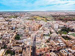 Zabbar church parish dome Malta, aerial top view