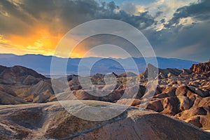 Zabriskie Point lookout over a surreal landscape in Death Valley National Park