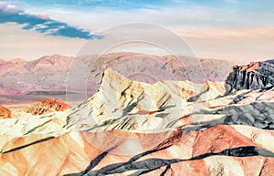 Zabriskie Point is a part of Amargosa Range located east of Death Valley in Death Valley National Park in California