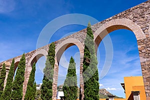 Zacatecas, ancient aqueduct, aqueducto Zacatecas, in historic city center close to major tourist attractions