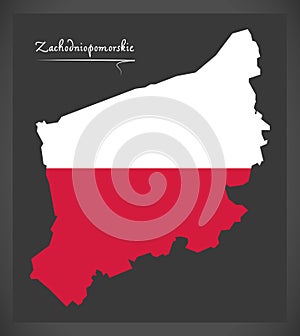 Zachodniopomorskie map of Poland with Polish national flag illus photo