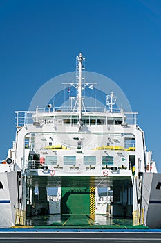Zadar, Croatia - July 20, 2016: Jadrolinija ferry boat in Gazenica port.