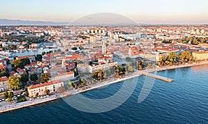 Zadar, historic city center from above, Croatia