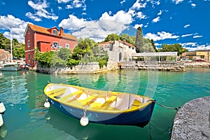 Zadar. Historic Fosa harbor bay in Zadar boats and architecture colorful view