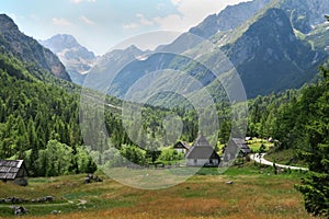 Zadnja Trenta valley with the Bavarian Grintavec peak in the Julian Alps