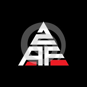 ZAF triangle letter logo design with triangle shape. ZAF triangle logo design monogram. ZAF triangle vector logo template with red