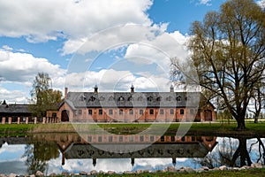 Zagare manor stables on a sunny spring day, Lithuania