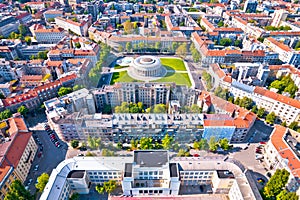 Zagreb aerial. The Mestrovic Pavilion on the Square of the Victims of Fascism in central Zagreb aerial view photo