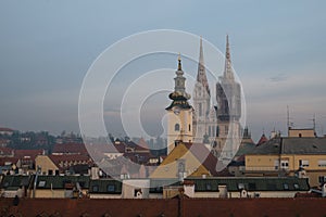 Zagreb Croatia in december. Ariel view