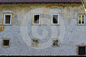 Windows in old entity city Zagreb.