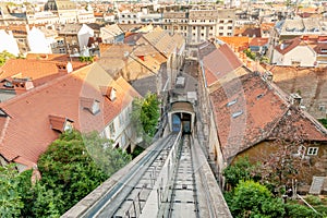 Zagreb funicular in historic center