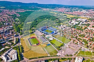 Zagreb. Maksimir FC Dinamo stadium and largest park in Zagreb aerial view photo