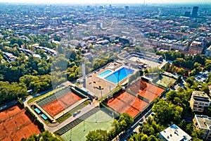 Zagreb Salata hilla and city center aerial view