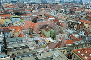 Zagreb skyline view with red rooftops, Croatia