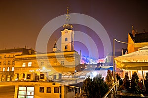 Zagreb upper town church advent evening view