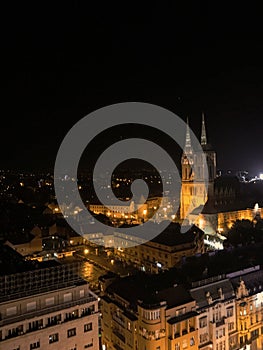 Zagreb urban city view at night