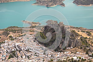 Zahara de la sierra castle, CÃÂ¡diz, AndalucÃÂ­a, Spain. Air views photo