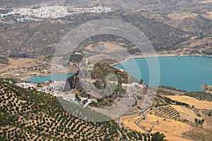 Zahara de la sierra castle, CÃ¡diz, AndalucÃ­a, Spain. Air views