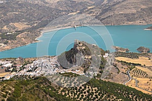 Zahara de la sierra castle, CÃ¡diz, AndalucÃ­a, Spain. Air views