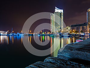 Zaitunay Bay by night, Beirut, Lebanon