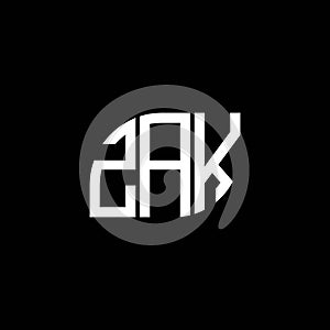 ZAK letter logo design on black background. ZAK creative initials letter logo concept. ZAK letter design photo
