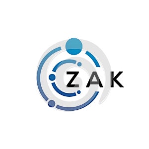 ZAK letter technology logo design on white background. ZAK creative initials letter IT logo concept. ZAK letter design photo